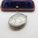 Aesthetic Victorian Sterling Silver Floral Pattern Double Locket Pendant Antique