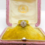 Victorian 18ct Yellow Gold & Diamond Daisy Cluster Ring Antique c1890