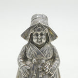 Edwardian Sterling Silver Dutch Lady Novelty Pepper Shaker Antique 1908 Chester
