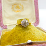 Victorian 18ct Yellow Gold & Diamond Daisy Cluster Ring Antique c1890