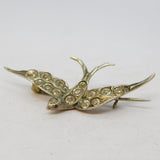 19th Century Austro-Hungarian .900 Silver Paste Set Swallow Sweetheart Brooch c1880