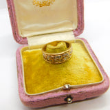 9ct Yellow Gold Floral Pattern 0.1ct Diamond Set Band Ring Vintage c1970