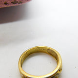 9ct Yellow Gold Floral Pattern 0.1ct Diamond Set Band Ring Vintage c1970