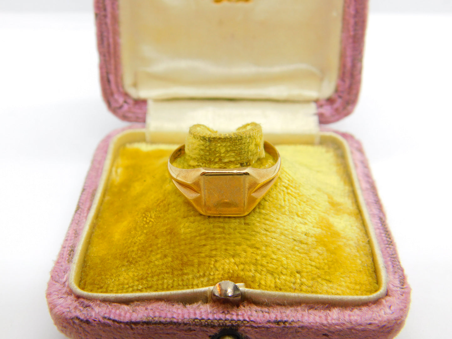 9ct Yellow Gold Essential Square Signet Ring Vintage 1958 Birmingham