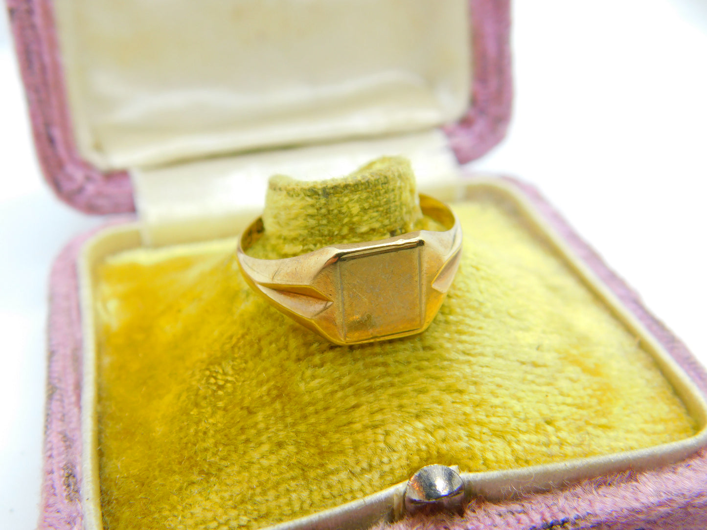 9ct Yellow Gold Essential Square Signet Ring Vintage 1958 Birmingham