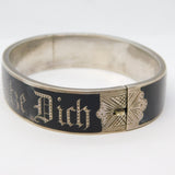 19th Century Silver Black Enamel 'Gott Schütze Dich' Mourning Bangle Antique c1860