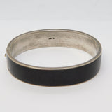 19th Century Silver Black Enamel 'Gott Schütze Dich' Mourning Bangle Antique c1860