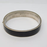 19th Century Silver Black Enamel 'Gott Schütze Dich' Mourning Bangle Antique c1860