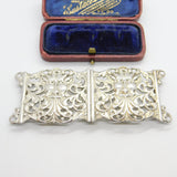 Edwardian Sterling Silver Nurses Buckle Green Man Pattern Antique 1905