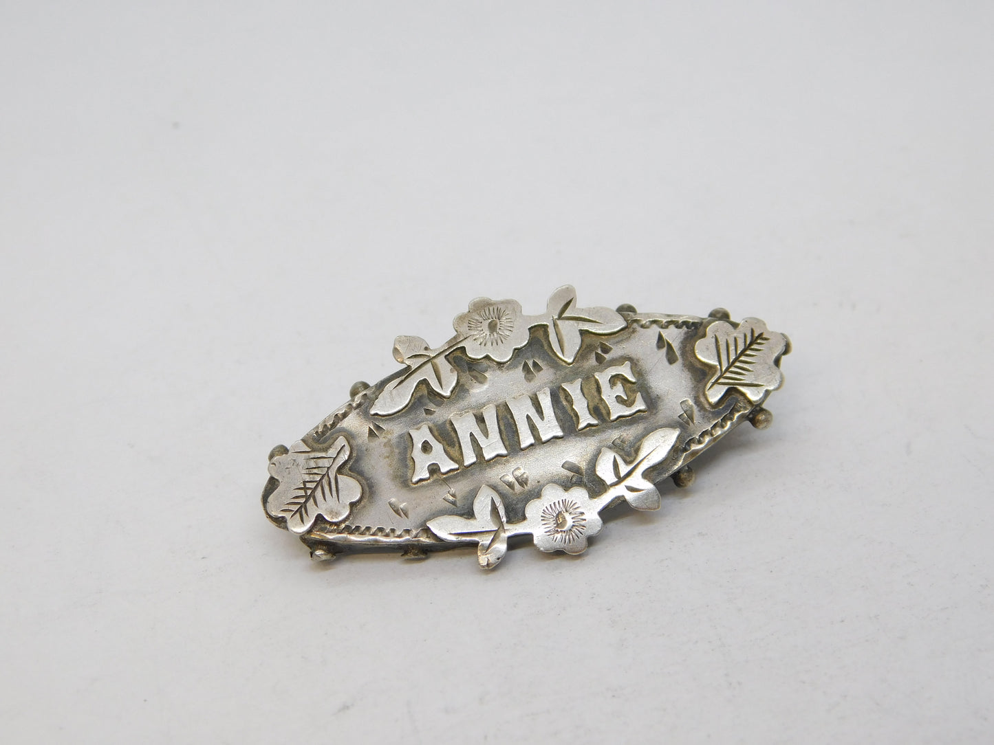 Victorian Sterling Silver Annie Name Brooch Antique 1898 Birmingham