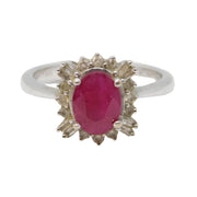 14ct White Gold, 1ct Oval-Cut Ruby & Diamond Engagement Ring Vintage