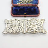 Edwardian Sterling Silver Nurses Buckle Green Man Pattern Antique 1905