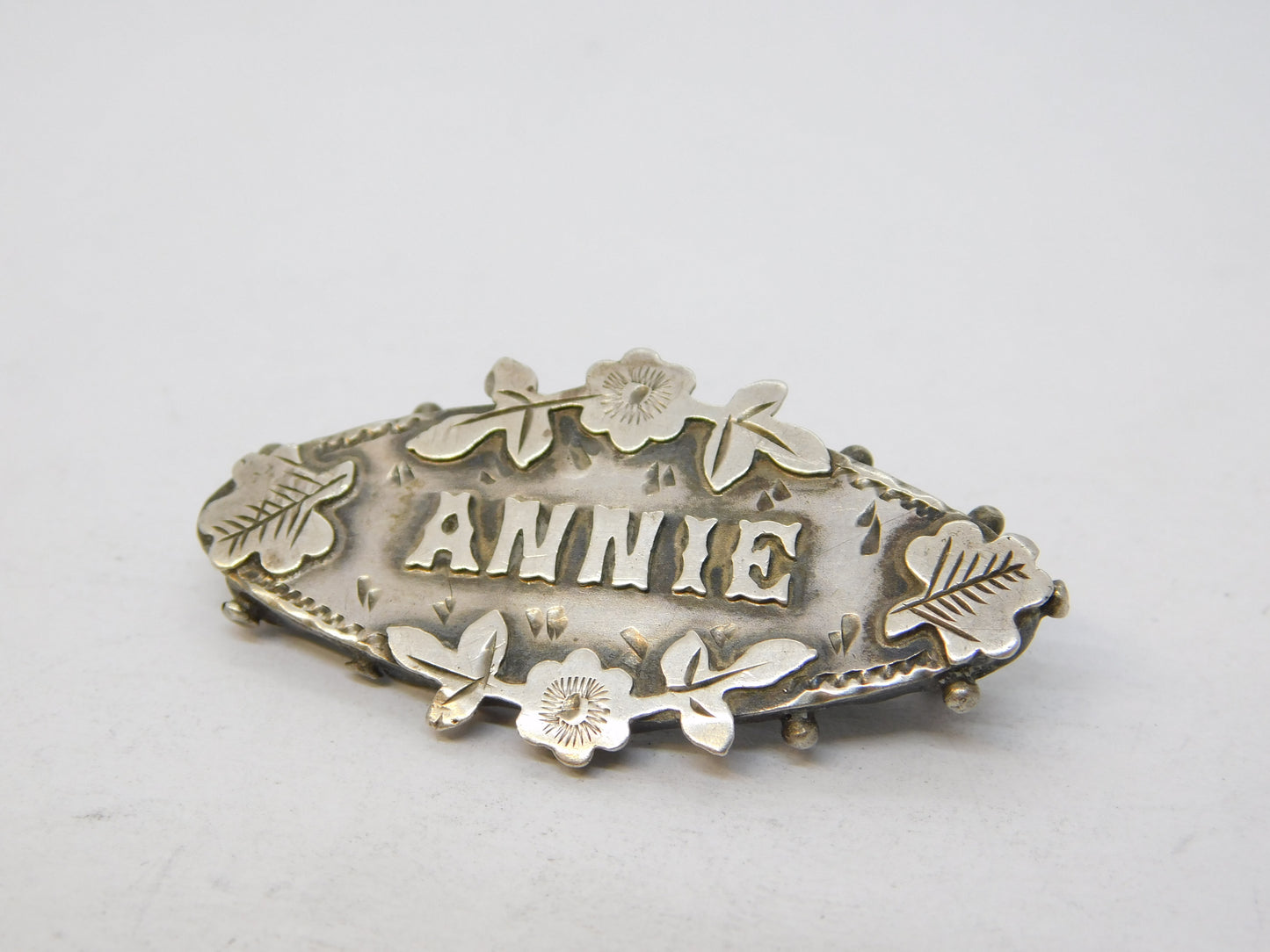 Victorian Sterling Silver Annie Name Brooch Antique 1898 Birmingham