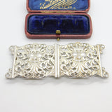 Edwardian Sterling Silver Nurses Buckle Green Man Pattern Antique 1905