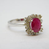 14ct White Gold, 1ct Oval-Cut Ruby & Diamond Engagement Ring Vintage