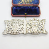 Edwardian Sterling Silver Nurses Buckle Green Man Pattern Antique 1905