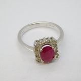 14ct White Gold, 1ct Oval-Cut Ruby & Diamond Engagement Ring Vintage