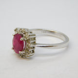 14ct White Gold, 1ct Oval-Cut Ruby & Diamond Engagement Ring Vintage