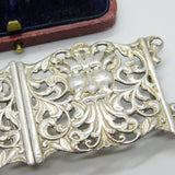 Edwardian Sterling Silver Nurses Buckle Green Man Pattern Antique 1905
