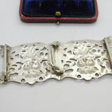 Edwardian Sterling Silver Nurses Buckle Green Man Pattern Antique 1905