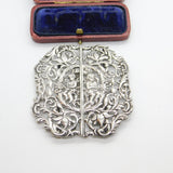 Victorian Sterling Silver Cherub & Grape Pattern Nurses Buckle 1876 Birmingham