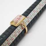 Victorian 9ct Rose Gold Colourful Enamel Cherub Dress Ring Antique c1890