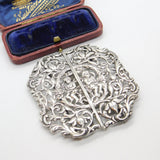 Victorian Sterling Silver Cherub & Grape Pattern Nurses Buckle 1876 Birmingham