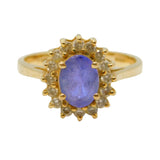 14ct Yellow Gold, 1ct Oval-Cut Tanzanite & White Sapphire Engagement Ring