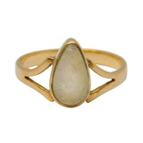 Victorian 9ct Rose Gold Pear-Cut Moonstone Dress Ring Antique c1890