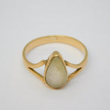 Victorian 9ct Rose Gold Pear-Cut Moonstone Dress Ring Antique c1890