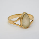 Victorian 9ct Rose Gold Pear-Cut Moonstone Dress Ring Antique c1890
