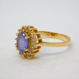 14ct Yellow Gold, 1ct Oval-Cut Tanzanite & White Sapphire Engagement Ring