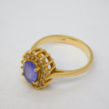 14ct Yellow Gold, 1ct Oval-Cut Tanzanite & White Sapphire Engagement Ring