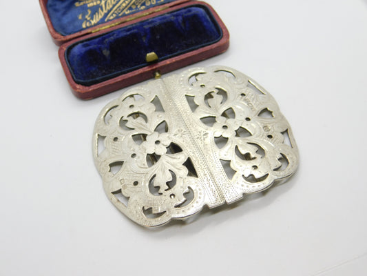 Sterling Silver Spring Flower Nurses Buckle Antique 1911 Birmingham