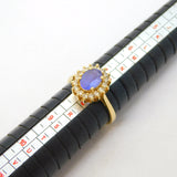 14ct Yellow Gold, 1ct Oval-Cut Tanzanite & White Sapphire Engagement Ring