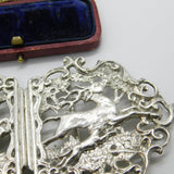 Sterling Silver Medieval Deer Hunting Scene Nurses Buckle 1986 Birmingham