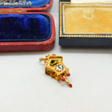 Georg Jensen 9ct Gold & Enamel Articulated Cuckoo Clock Charm Vintage 1972