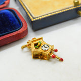 Georg Jensen 9ct Gold & Enamel Articulated Cuckoo Clock Charm Vintage 1972