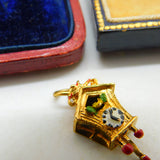 Georg Jensen 9ct Gold & Enamel Articulated Cuckoo Clock Charm Vintage 1972