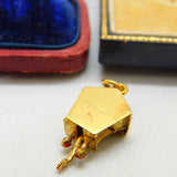 Georg Jensen 9ct Gold & Enamel Articulated Cuckoo Clock Charm Vintage 1972