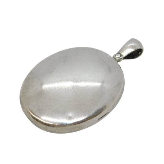 19th Century Sterling Silver Large Picture Locket Pendant Antique c1890