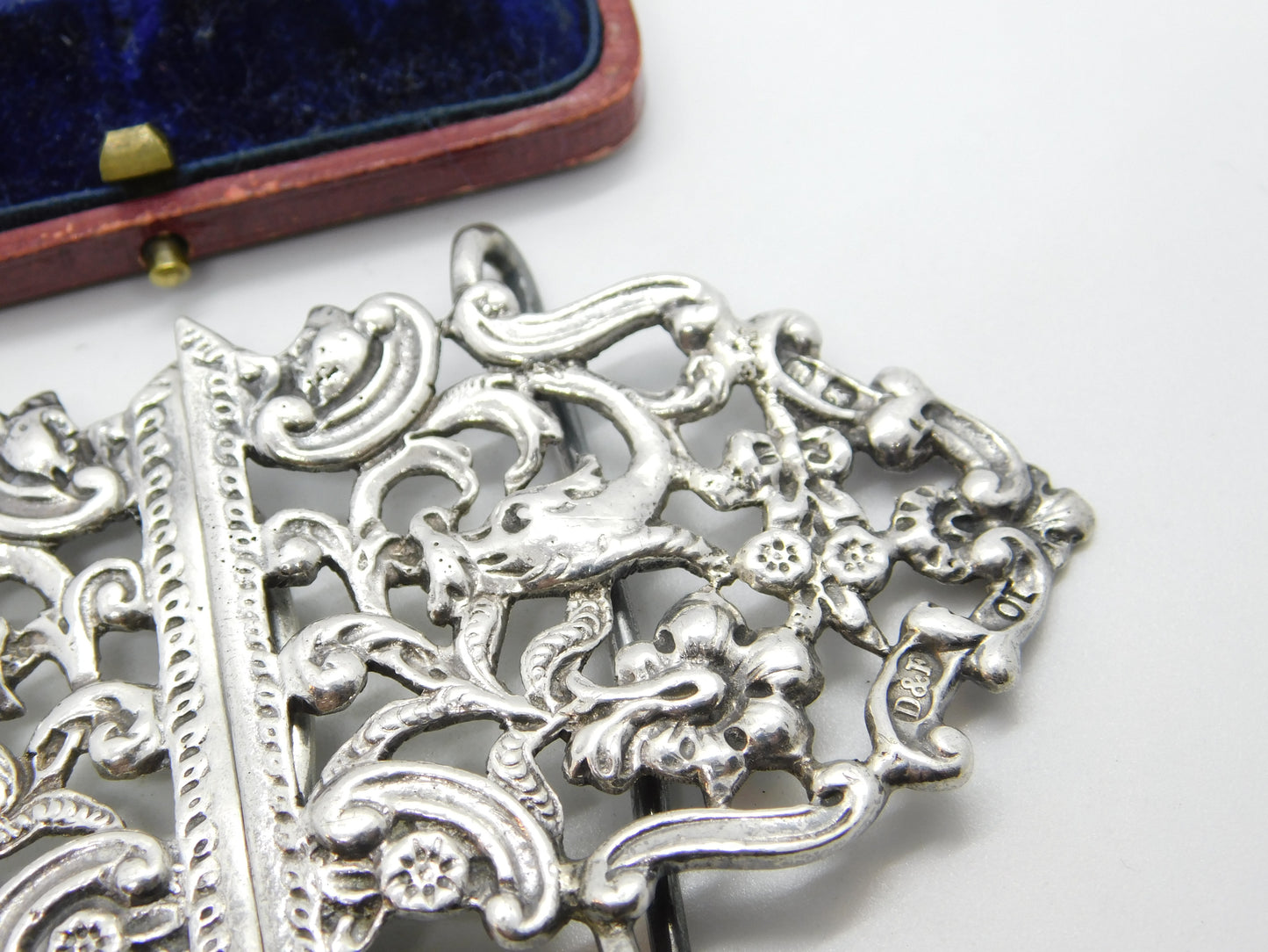 Victorian Sterling Silver Dolphin Fish Nurses Buckle Antique 1896 Birmingham