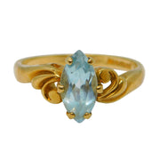 9ct Yellow Gold & Aquamarine Set Dress Ring Vintage 1993 London