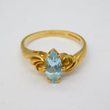 9ct Yellow Gold & Aquamarine Set Dress Ring Vintage 1993 London
