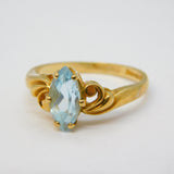 9ct Yellow Gold & Aquamarine Set Dress Ring Vintage 1993 London