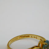 9ct Yellow Gold & Aquamarine Set Dress Ring Vintage 1993 London