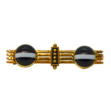 Victorian 15ct Yellow Gold & Banded Agate Bar Brooch Antique c1860