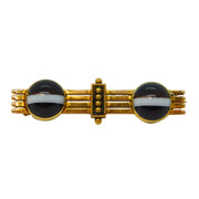Victorian 15ct Yellow Gold & Banded Agate Bar Brooch Antique c1860