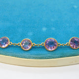 19th Century Boxed 14ct Yellow Gold & Faceted Purple Amethyst Necklace Antique