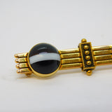 Victorian 15ct Yellow Gold & Banded Agate Bar Brooch Antique c1860